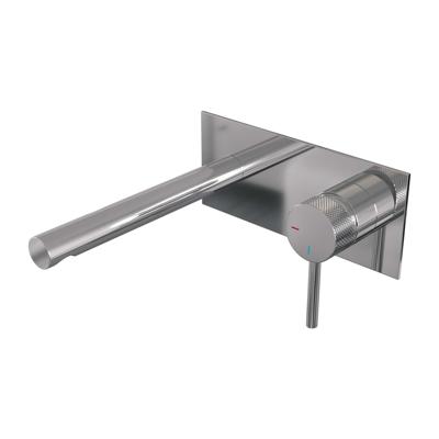 Chrome Carving inbouw wastafelmengkraan met rechte uitloop en afdekplaat A1 chroom