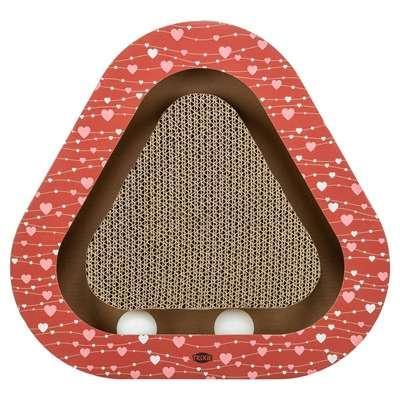 TRIXIE KRABPLANK VALENTIJN MET BALLEN DRIEHOEKIG KARTON ROOD