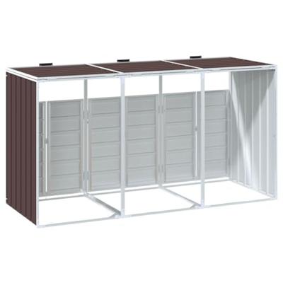 Containerberging voor 3 containers 216x81x115 cm staal bruin Containerberging voor 3 containers 216x81x115 cm staal bruin