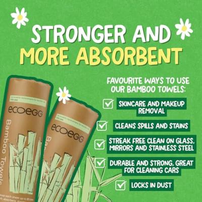 Eco Egg Bamboo schoonmaakdoekjes op rol 20 Stuks Eco Egg Bamboo schoonmaakdoekjes op rol 20 Stuks