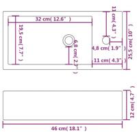 VidaXL Wastafel met kraangat rechthoekig wit 46x25,5x12 cm keramiek - thumbnail