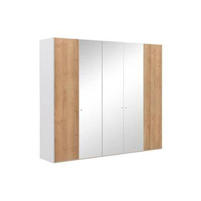 Goossens Kledingkast Easy Storage Ddk, Kledingkast 253 cm breed, 220 cm hoog, 2x draaideur en 3x spiegel draaideur midden