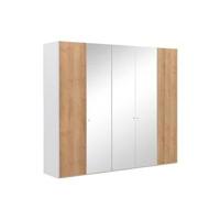 Goossens Kledingkast Easy Storage Ddk, Kledingkast 253 cm breed, 220 cm hoog, 2x draaideur en 3x spiegel draaideur midden - thumbnail