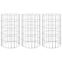 Gabion plantenbakken 3 st rond verhoogd 30x50 cm staal - thumbnail