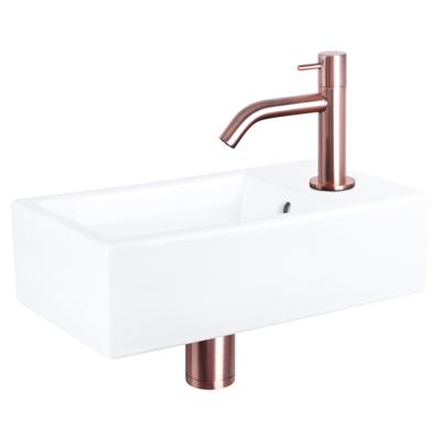 Fonteinset Differnz Force Keramiek 40x22x11.5 cm Wit Met Gebogen Kraan Rood Koper Differnz