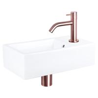 Fonteinset Differnz Force Keramiek 40x22x11.5 cm Wit Met Gebogen Kraan Rood Koper Differnz - thumbnail