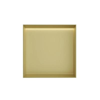 Hotbath &MORE Inbouwnis 30x30x10cm frameless + LED Geborsteld Messing PVD