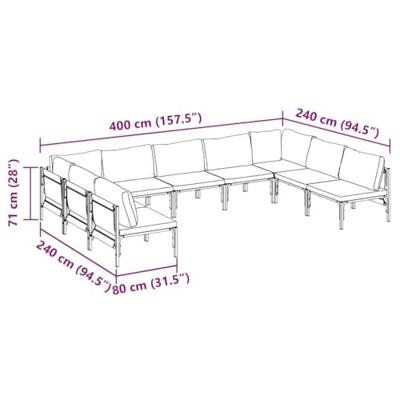 Tuinbankenset met kussen 9 pcs Zwart Staal