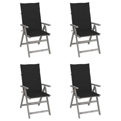 Tuinstoelen 4 st verstelbaar met kussens massief acaciahout