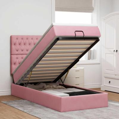 Ottoman bed met matrassen 80x200cm fluweel roze