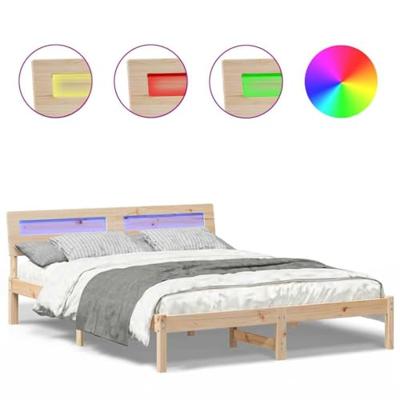 Bedframe met hoofdeinde Bruin 140 x 200 cm Massief grenenhout