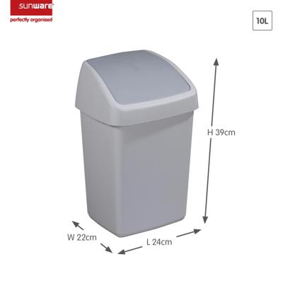 Sunware Delta prullenbak klep 10L grijs Sunware Delta prullenbak klep 10L grijs