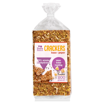 Less carb-high protein crackers kaas peper 200 Gram Less carb-high protein crackers kaas peper 200 Gram