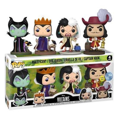 Disney: Villains Funko Pop Vinyl: Maleficent/Evil Queen/Cruella De Vil/Captain Hook 4-Pack