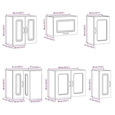 11-delige Keukenkastenset Kalmar bewerkt hout betongrijs