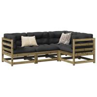 4-delige Loungeset met kussens geïmpregneerd grenenhout - thumbnail
