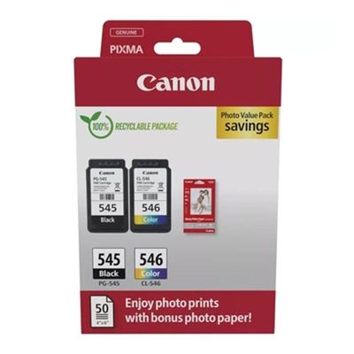 Canon PG-545 + CL-546 Cartridges + GP-501 Fotopapier Inkt