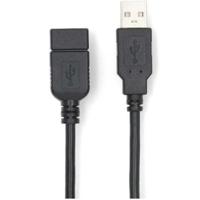 Nedis CCGL60010BK30 Usb-kabel Usb 2.0 Usb-a Male Usb-a Female 480 Mbps Vernikkeld 3.00 M Rond Pvc Zwart Label - thumbnail