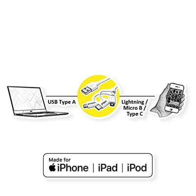 ROLINE USB 2.0 8pin sync & oplaadkabel Type A - Type C / 8-pins / USB MicroB, wit, 1 m ROLINE USB 2.0 8pin sync & oplaadkabel Type A - Type C / 8-pins / USB MicroB, wit, 1 m