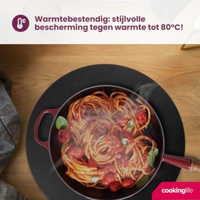 Cookinglife Placemats - Vegan leer - Zwart - ø 38 cm - 6 stuks