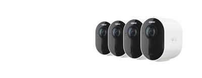 Arlo Ultra 2 draadloze WiFi-beveiligingscamera voor buiten, 4K UHD, 180˚ kleurennachtzicht, sirene, bewegingsdetectie, 2-weg-audio, Smart Hub inbegrepen, incl. proefp. Arlo Secure, 4 cam-kit, wit