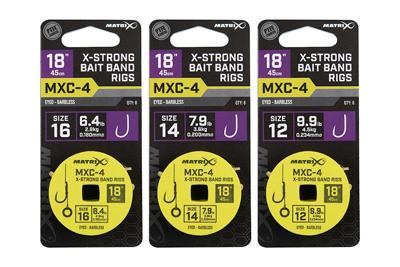 Fox Matrix MXC-4 Barbless X-Strong Bait Band Rigs 45cm 8st. Size 16 - 0,18 mm