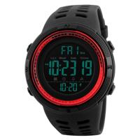 SKMEI sporthorloge 1251 mannen modieuze buiten 50m waterdicht digitaal horloge met PU horlogeband (zwart-rood) - thumbnail