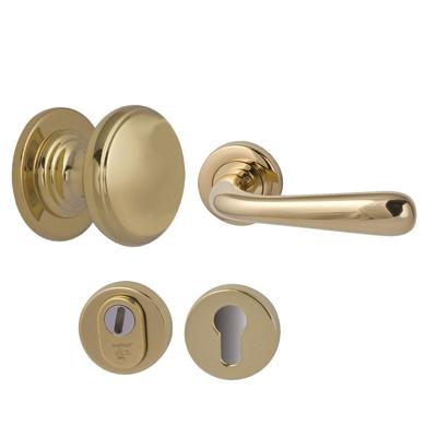 Hardbrass Voordeurset Pragma/Silvia 3-delig linkswijzend SKG3 met kerntrekbeveiliging - PVD messing Hardbrass Voordeurset Pragma/Silvia 3-delig linkswijzend SKG3 met kerntrekbeveiliging - PVD messing