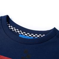Kindershirt met lange mouwen hond in racewagenprint 104 marineblauw - thumbnail