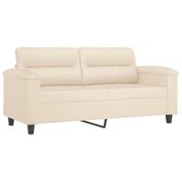 3-delige Loungeset met kussens microvezelstof beige - thumbnail