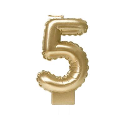 Foil balloon candle gold 5 | 4 stuks