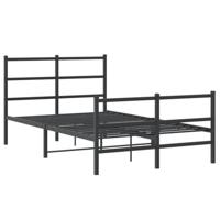 Bedframe met hoofd- en voeteneindemetaal zwart 120x200 cm - thumbnail