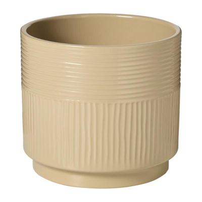 Bloempot lijnen - beige - ø19x17 cm