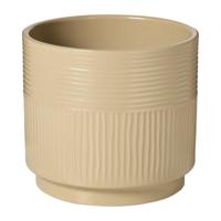 Bloempot lijnen - beige - ø19x17 cm - thumbnail