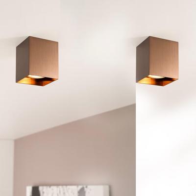 Astra bronzo by LUSENZ - Kubusvormige opbouwspot met geborsteld bronzen design met enkele lichtbron