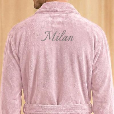 Heren badjas borduren - Roze - L/XL