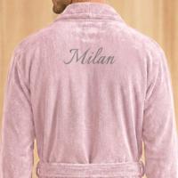 Heren badjas borduren - Roze - L/XL - thumbnail