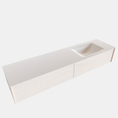 Badkamermeubel BWS Madrid Wit 180x45x30 cm Mat Witte Solid Surface Wastafel Rechts (2 lades, 0 kraangaten) Badkamermeubel BWS Madrid Wit 180x45x30 cm Mat Witte Solid Surface Wastafel Rechts (2 lades, 0 kraangaten)