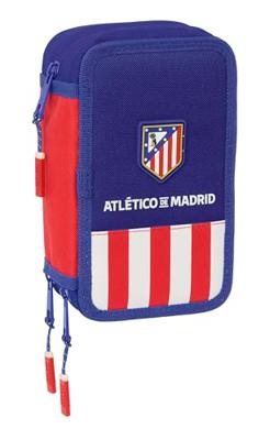 Driedubbele Pennenzak Atlético Madrid Blauw Wit Rood 12,5 x 19,5 x 5,5 cm 37 Onderdelen