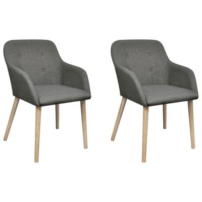 VidaXL Eetkamerstoelen 2 st stof en massief eikenhout lichtgrijs