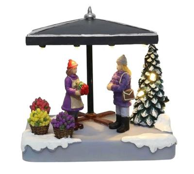 Florists with Customer with LED Polyresin 14cm Santaville - Santaville Florists with Customer with LED Polyresin 14cm Santaville - Santaville