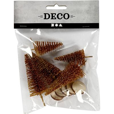 Creativ Company Kerstbomen, h: 40+60 mm, goud, 5 stuk/ 1 doos