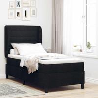 Boxspring bed met matras met hoofdeinde Zwart 100 x 200 cm Stof - thumbnail