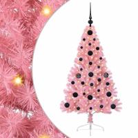 VidaXL Kunstmatig voorverlicht kerstboom met 150 led roze 120 cm pvc - thumbnail
