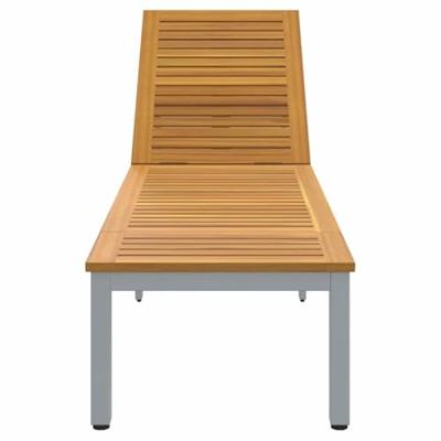 Ligbed 1-persoon Grijs 200 x 55 x 35cm Massief acaciahout