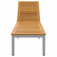 Ligbed 1-persoon Grijs 200 x 55 x 35cm Massief acaciahout - thumbnail