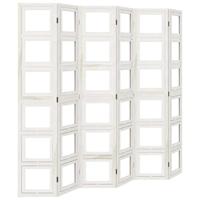 Kamerscherm met 6 panelen massief paulowniahout wit - thumbnail