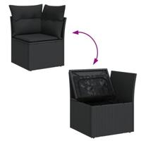 9-delige Loungeset met kussens poly rattan zwart - thumbnail