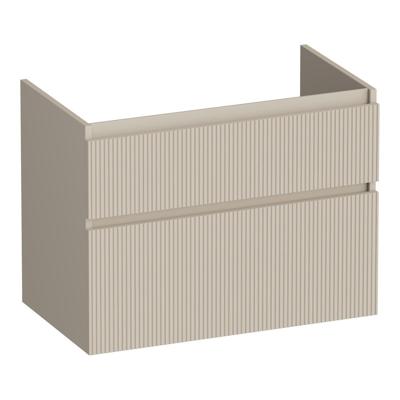 Brauer Delight Wavy - Onderkast - 80 cm - met 2 Softclose Lades Greeploos en 1 Sifon Uitsparing - Mat Beige