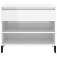 Schoenenkast 70x36x60 cm bewerkt hout hoogglans wit - thumbnail